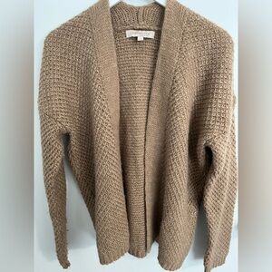 Lineamaglia Cardigan Sweater Tan with Gold Flecks Size Medium Made in Italy
